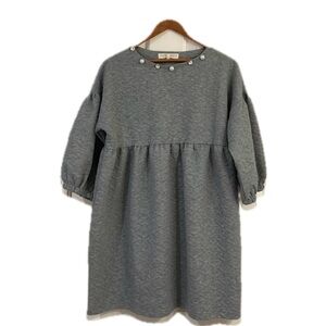 Simply Southern gray minidress with pearls and rhinestones. Size S. NWT